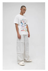 Unisex Patchwork Athletic Drawstring Waist Pants