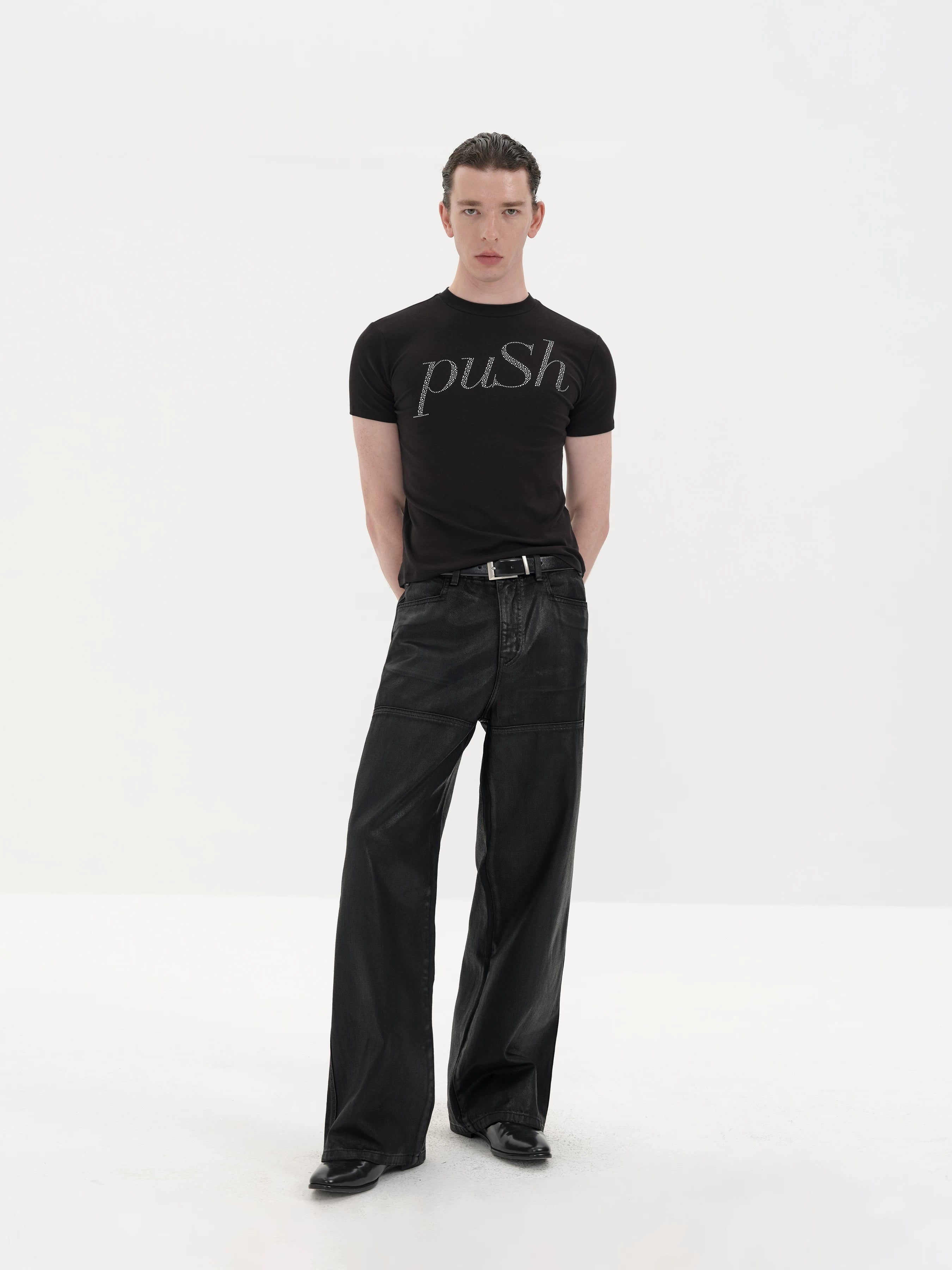 Slim Fit Rhinestone Short Sleeve Tee