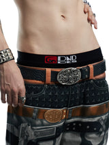 Vintage Snake Print Genuine Leather Belt