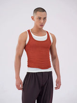 Black Red Faux Two-piece Men's Vest