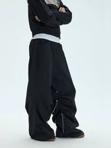 Black Side Adjustable Chain Casual Pants