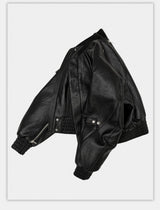 Dark Textured Curve Sleeve Bomber Jacket
