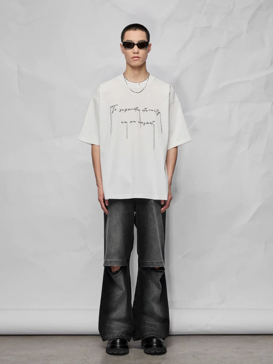 Cotton Blend Embroidered Fringe Tee