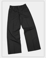 Wide Leg Wrinkle-free Wool Trousers