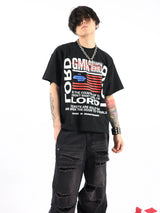 Two Tone Flag Cracked Print Tee