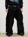 Adjustable Ruched Strap Pocket Cargo Jeans