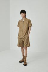 Draped Drawstring Elastic Waist Pleated Shorts