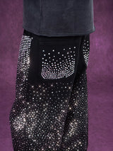 Men's Black Sparkly Wide Leg Jeans