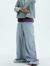 Two-tone Asymmetrical Pleated Baggy Sweatpants