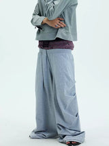 Two-tone Asymmetrical Pleated Baggy Sweatpants