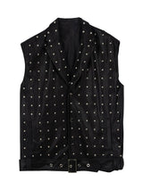 Punk Studded Wide-Shouldered Leather Vest