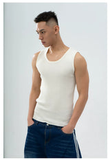 Men's Slim Striped Ribbed Knit Vest