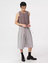 Pleated Plaid Capri Pants