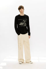 Men's Distressed Splashed Ink Straight Jeans