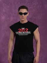 Men's Wide Shoulder Black Printed Vest