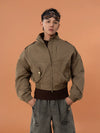 Army Green Unisex Cropped Flight Jacket