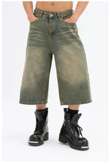 Men's Loose Cropped Denim Shorts
