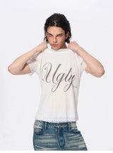 White Men's Twofer Letter Print Tee