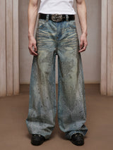 American Washed Rhinestone Straight Leg Jeans