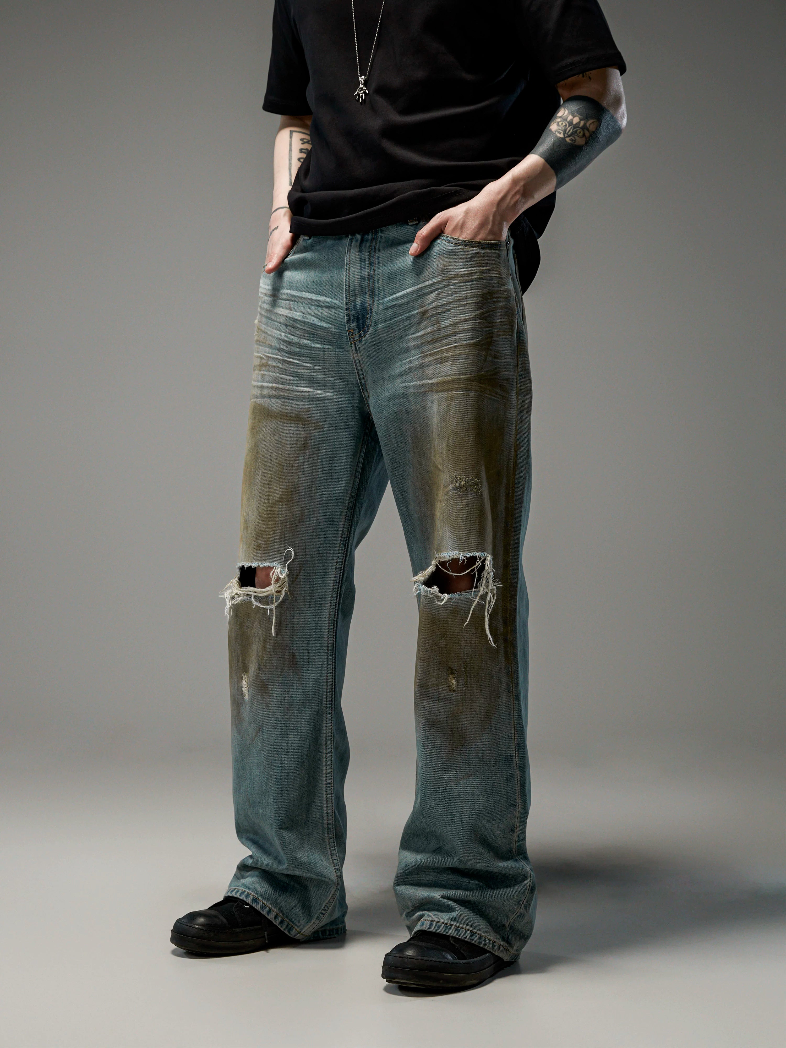 Tawny Distressed Loose Straight Jeans
