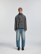 Curved Washed Denim Pants