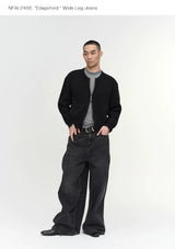 Wide Leg Cuffed Washed Jeans