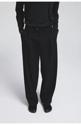 Pleated Elastic Waist Brushed Twill Slacks