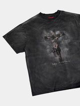 Heavyweight Loose Washed Gray Printed Tee