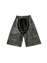 Punk Loose Leather Zippered Cropped Pants