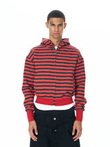 Men's Crop Motor Embroidered Striped Hoodie