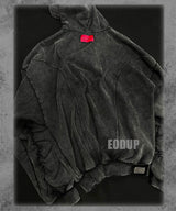 Black Loose Patchwork Zip Hoodie