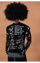 Men's Graffiti Mesh Long Sleeve Tee