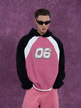 Black Red Printed Raglan Hoodie