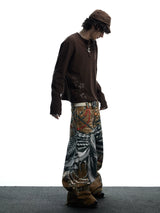Vintage 3D Printed Baggy Jeans