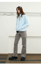 Reflective Liquid Nylon Cargo Parachute Pants