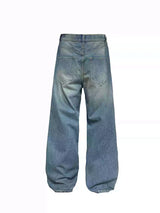 13.5oz Vintage Washed Straight Denim Jeans
