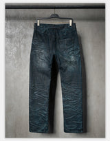 Distressed Washed Blue Straight Leg Jeans