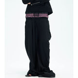 Two-tone Asymmetrical Pleated Baggy Sweatpants