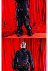 Loose Black Zippered Leather Biker Pants