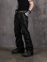 Nightfang Black Waxed Flared Jeans