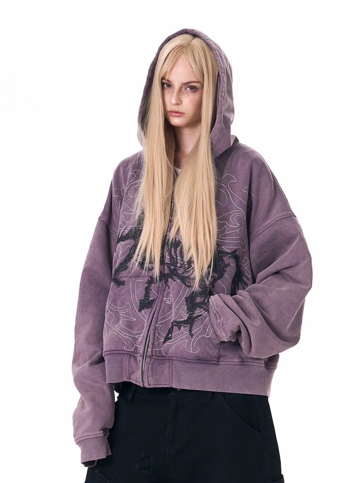Men's Embroidered Horse Washed Hoodie
