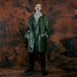 Studded Patent Leather Oversized Trench Coat