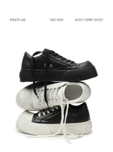 Unisex Distressed Low-Top Leather Platform Sneakers