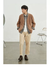 Vintage Herringbone Elastic Waist Cargo Pants