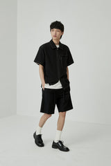 Draped Drawstring Elastic Waist Pleated Shorts