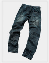 Distressed Washed Blue Straight Leg Jeans