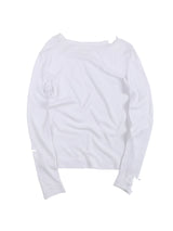 Distressed Button Slim Knit Long-Sleeve Tee