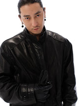 Men's Waist-cinched Mid-length Goatskin Jacket