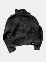 Washed Distressed Gray Raglan Denim Jacket