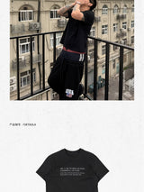 Black Minimalist Slogan Cotton Tee